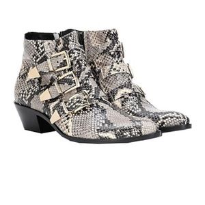 Lemare Italy soft leather ankle boots Sz EU 40/ US 9.5 snake print buckle